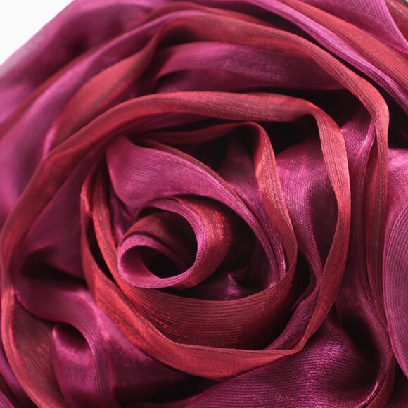 Rose Shaped Satin Evening Bag Floral Wristlet Clutch Purse Women Wedding - Picture 6 of 7